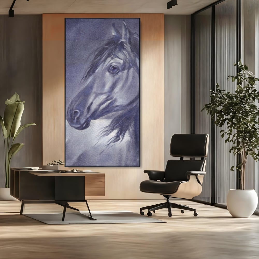 Tablou Canvas Premium LuxCanva® A1365, Calul Gri , Living, Animal, Portret, Mamifer, Dormitor, Culori Vibrante
