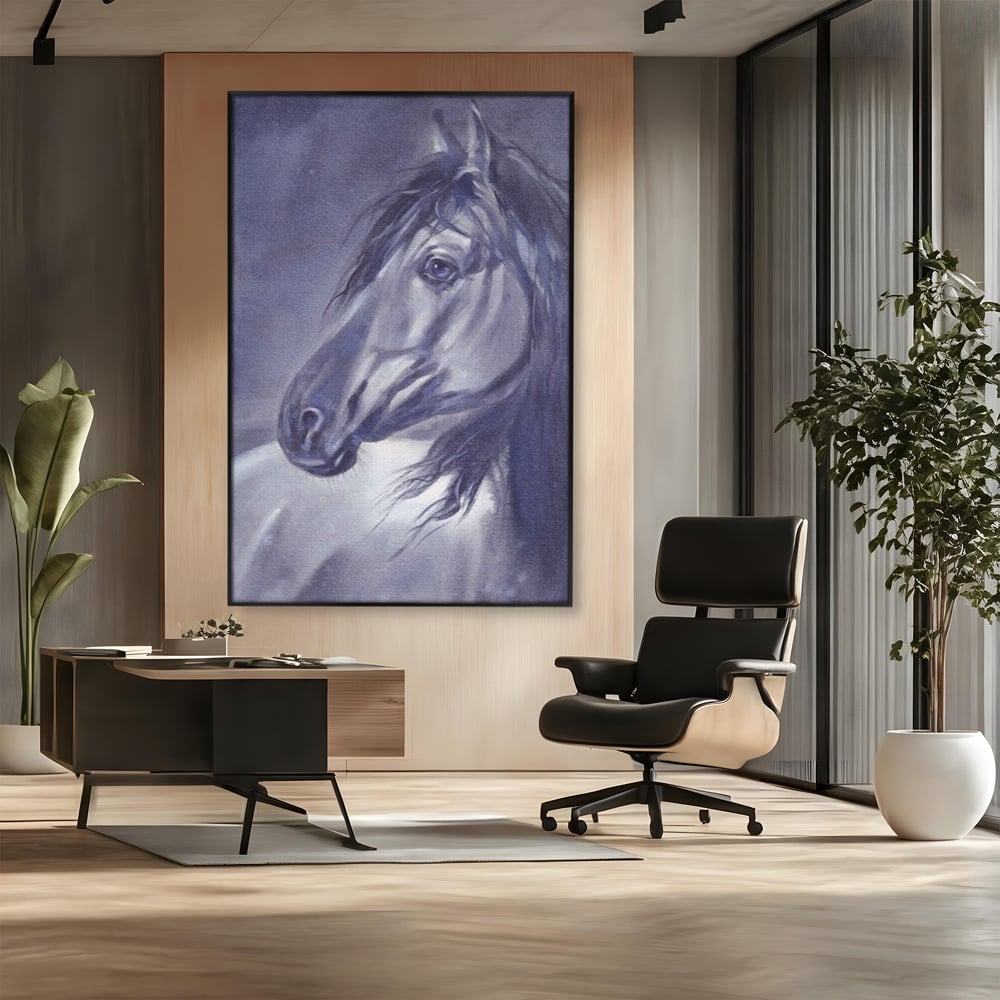 Tablou Canvas Premium LuxCanva® A1365, Calul Gri , Living, Animal, Portret, Mamifer, Dormitor, Culori Vibrante
