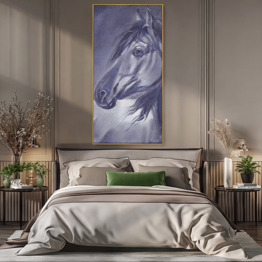 Tablou Canvas Premium LuxCanva® A1365, Calul Gri , Living, Animal, Portret, Mamifer, Dormitor, Culori Vibrante