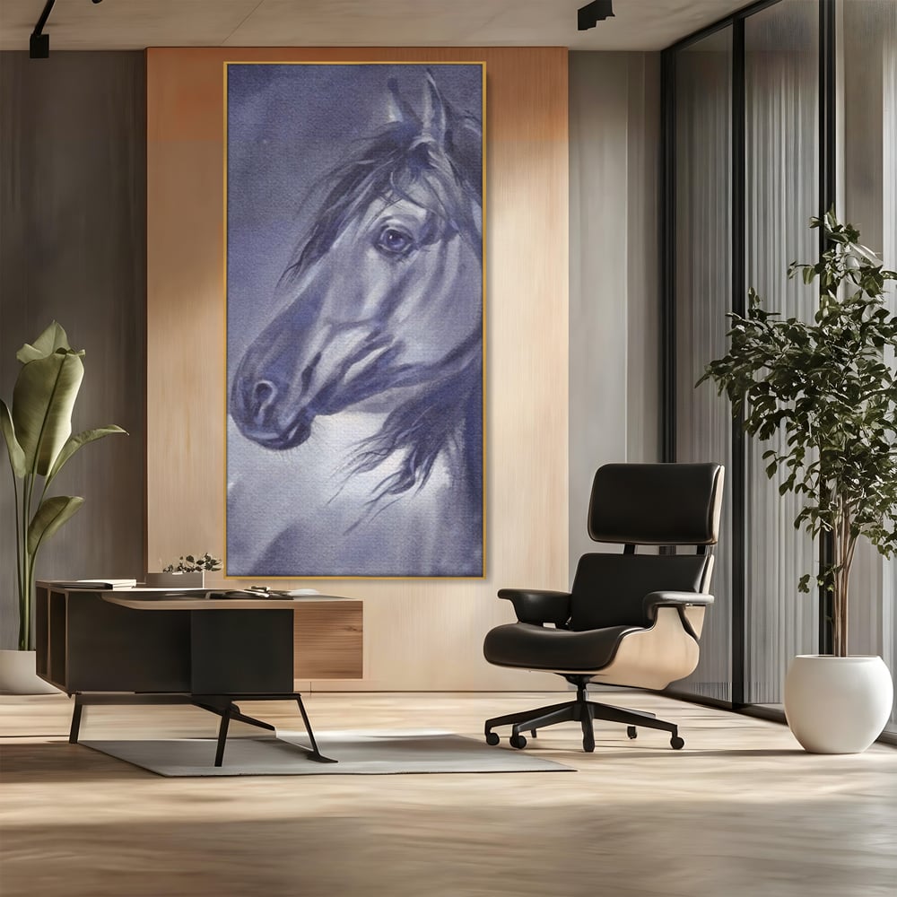 Tablou Canvas Premium LuxCanva® A1365, Calul Gri , Living, Animal, Portret, Mamifer, Dormitor, Culori Vibrante