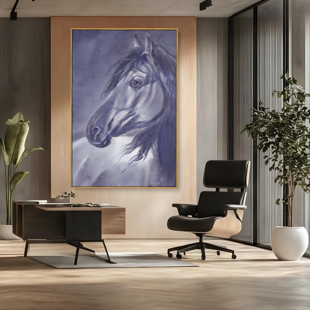 Tablou Canvas Premium LuxCanva® A1365, Calul Gri , Living, Animal, Portret, Mamifer, Dormitor, Culori Vibrante