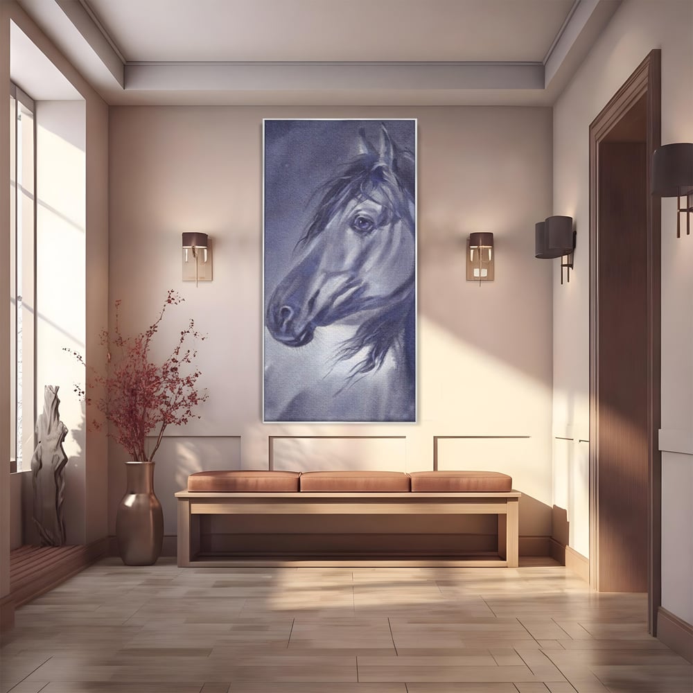 Tablou Canvas Premium LuxCanva® A1365, Calul Gri , Living, Animal, Portret, Mamifer, Dormitor, Culori Vibrante