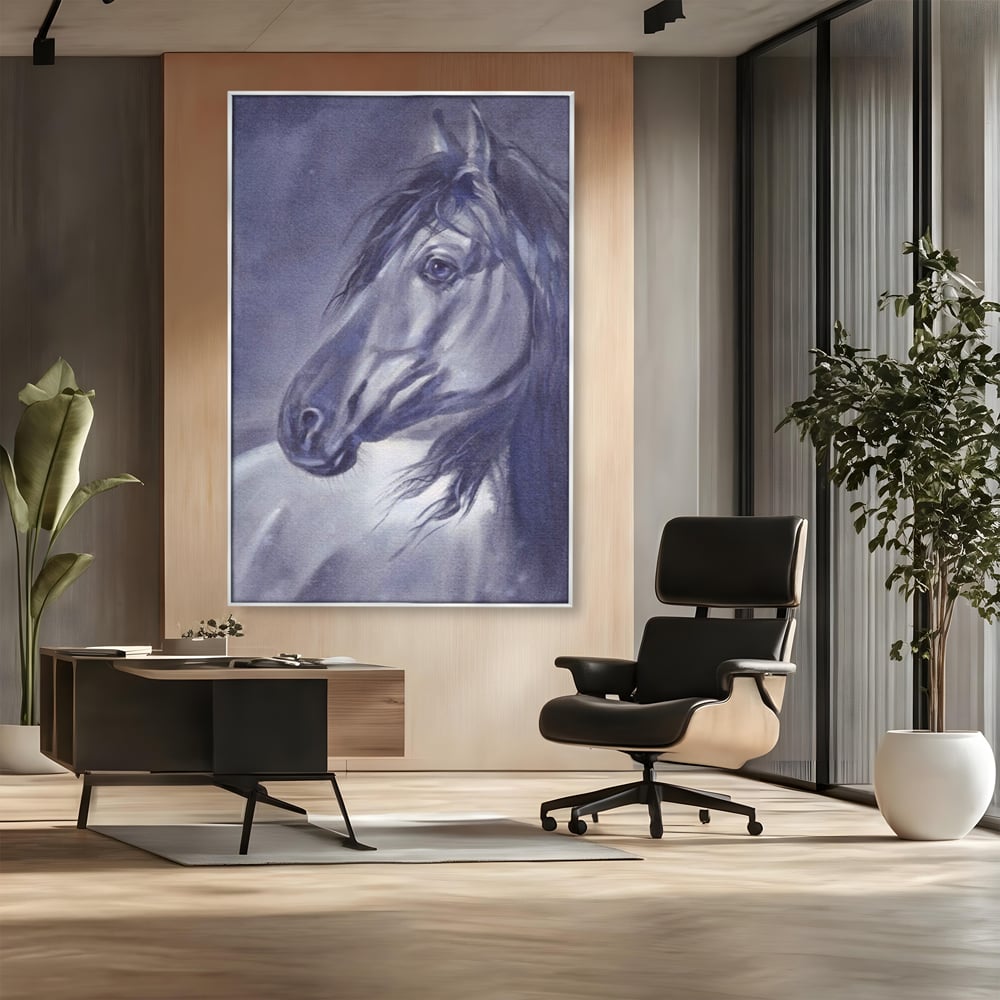 Tablou Canvas Premium LuxCanva® A1365, Calul Gri , Living, Animal, Portret, Mamifer, Dormitor, Culori Vibrante