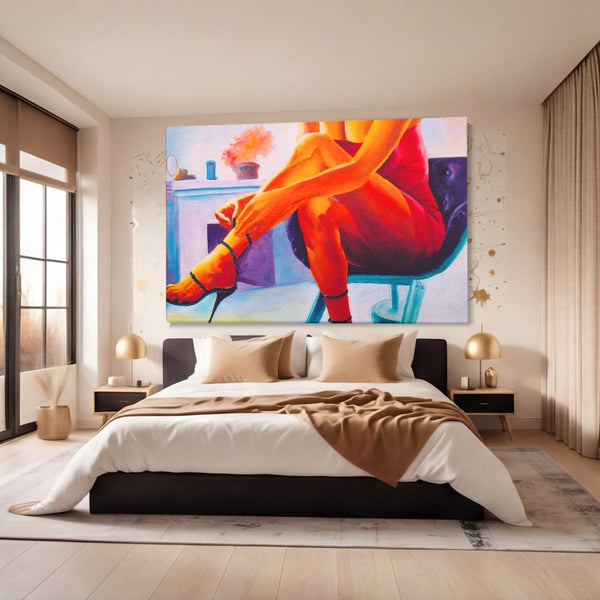 Tablou Canvas Premium, LuxCanva® A1368, Sexy Legs , Living, Femeie, Picioare, Frumusete, Senzual, Dressing, Culori Vibrante