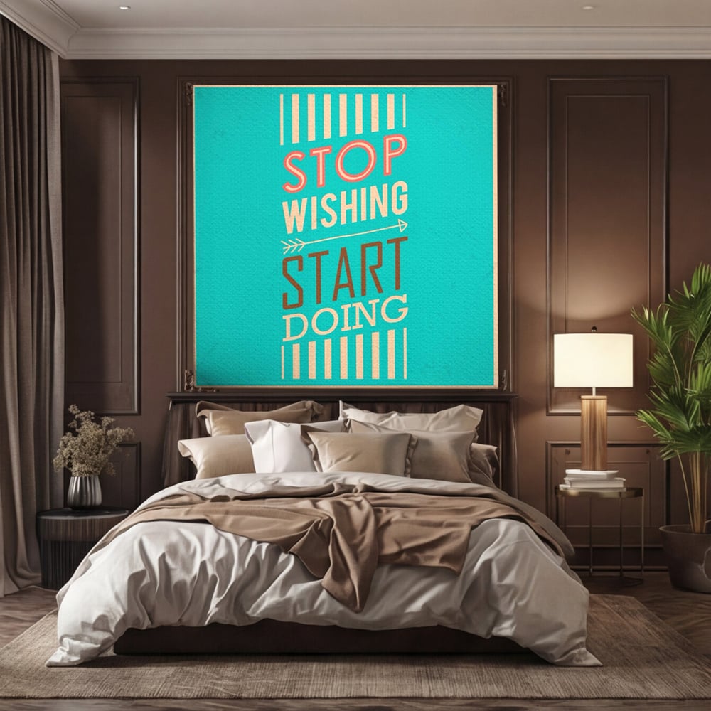 Tablou Canvas Premium LuxCanva® A1370, Stop Wishing, Start Doing , Birou, Succes, Motivatie, Munca, Dorinta, Culori Vibrante