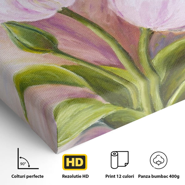 Tablou Canvas Premium LuxCanva® A1371, Pink Tulip , Dormitor, Lalea, Floare, Planta, Living, Culori Vibrante