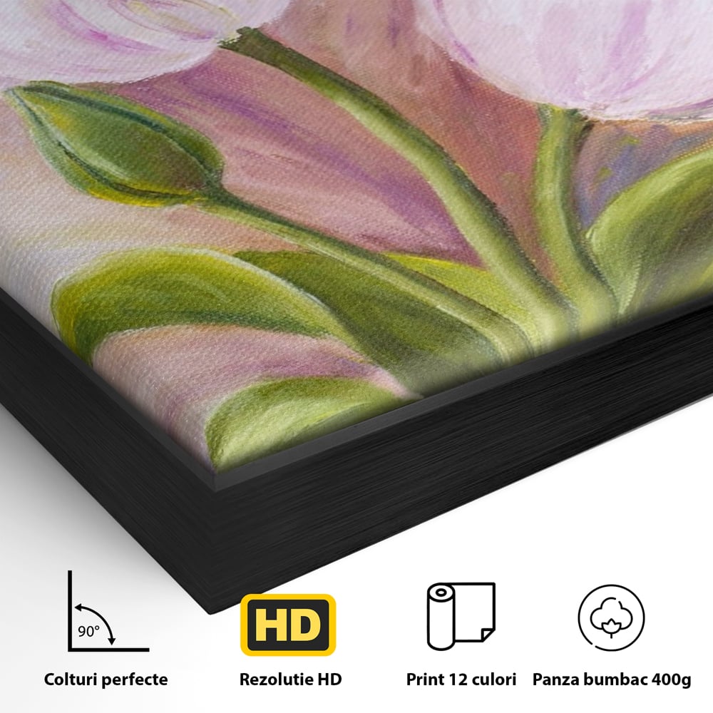 Tablou Canvas Premium LuxCanva® A1371, Pink Tulip , Dormitor, Lalea, Floare, Planta, Living, Culori Vibrante