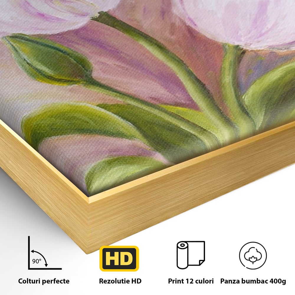 Tablou Canvas Premium LuxCanva® A1371, Pink Tulip , Dormitor, Lalea, Floare, Planta, Living, Culori Vibrante