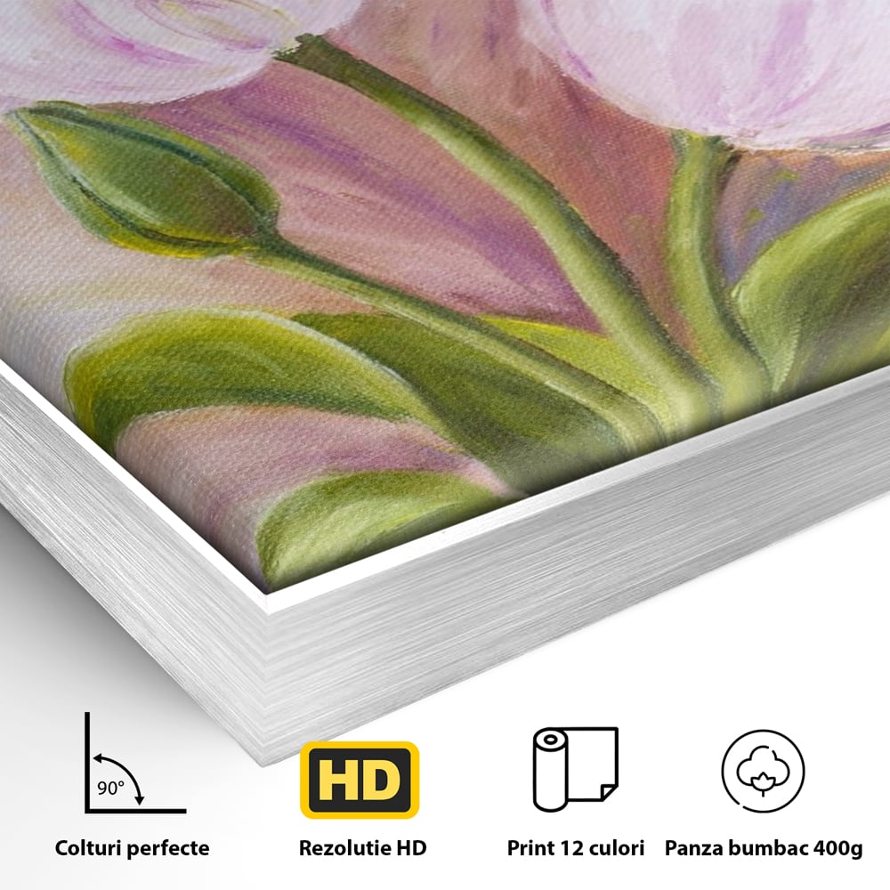 Tablou Canvas Premium LuxCanva® A1371, Pink Tulip , Dormitor, Lalea, Floare, Planta, Living, Culori Vibrante
