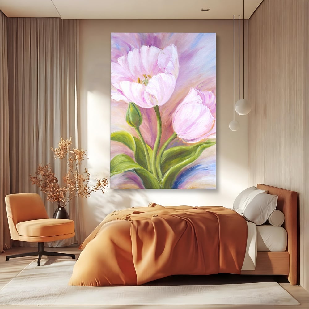 Tablou Canvas Premium LuxCanva® A1371, Pink Tulip , Dormitor, Lalea, Floare, Planta, Living, Culori Vibrante
