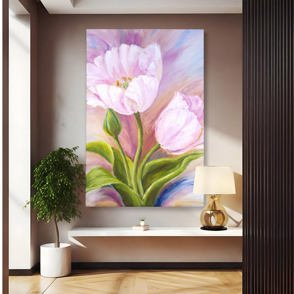 Tablou Canvas Premium LuxCanva® A1371, Pink Tulip , Dormitor, Lalea, Floare, Planta, Living, Culori Vibrante