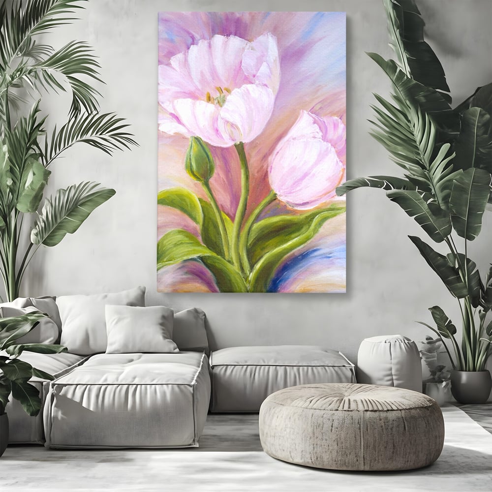 Tablou Canvas Premium LuxCanva® A1371, Pink Tulip , Dormitor, Lalea, Floare, Planta, Living, Culori Vibrante