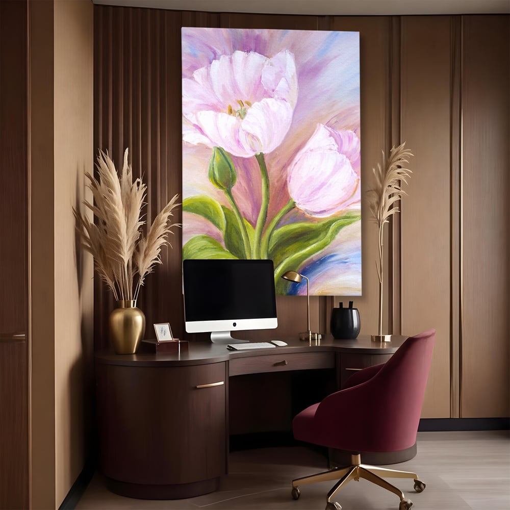 Tablou Canvas Premium LuxCanva® A1371, Pink Tulip , Dormitor, Lalea, Floare, Planta, Living, Culori Vibrante