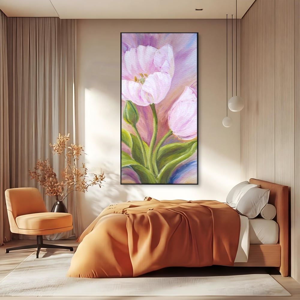 Tablou Canvas Premium LuxCanva® A1371, Pink Tulip , Dormitor, Lalea, Floare, Planta, Living, Culori Vibrante