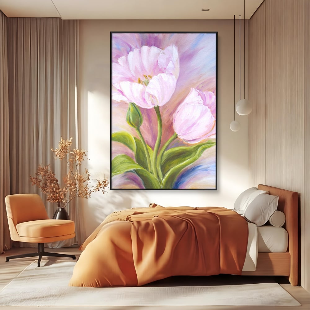 Tablou Canvas Premium LuxCanva® A1371, Pink Tulip , Dormitor, Lalea, Floare, Planta, Living, Culori Vibrante