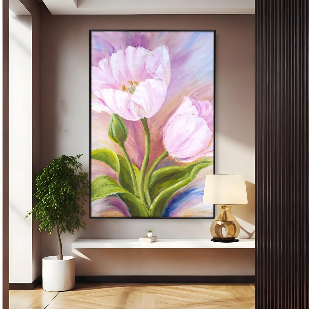 Tablou Canvas Premium LuxCanva® A1371, Pink Tulip , Dormitor, Lalea, Floare, Planta, Living, Culori Vibrante