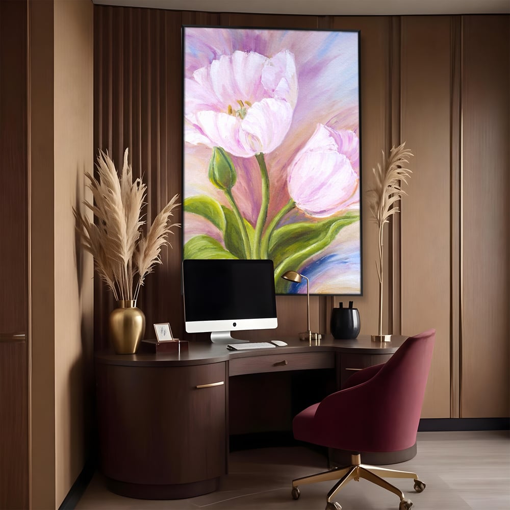 Tablou Canvas Premium LuxCanva® A1371, Pink Tulip , Dormitor, Lalea, Floare, Planta, Living, Culori Vibrante
