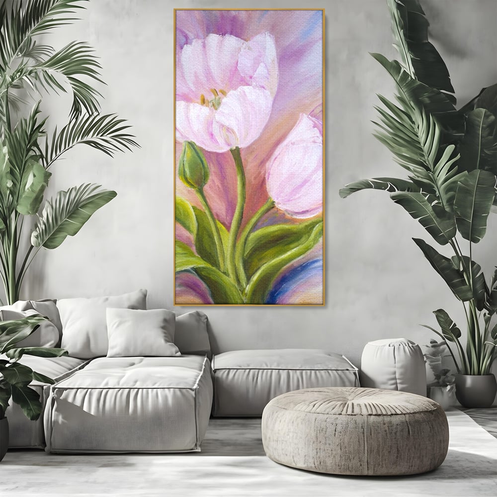 Tablou Canvas Premium LuxCanva® A1371, Pink Tulip , Dormitor, Lalea, Floare, Planta, Living, Culori Vibrante