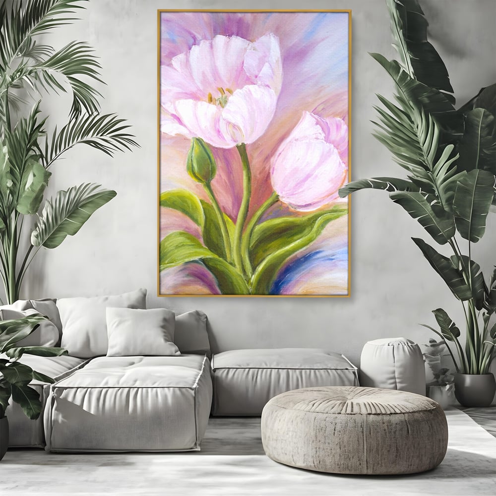 Tablou Canvas Premium LuxCanva® A1371, Pink Tulip , Dormitor, Lalea, Floare, Planta, Living, Culori Vibrante