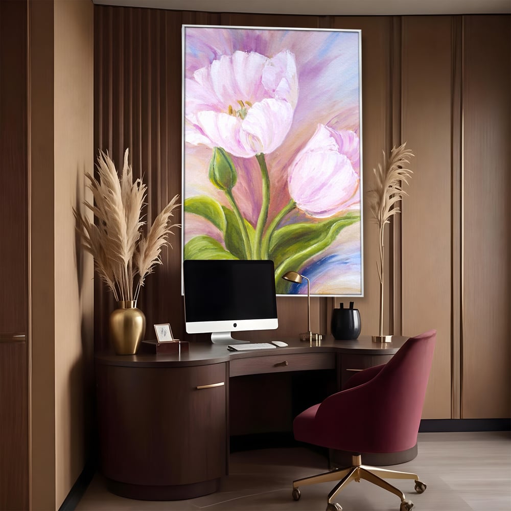 Tablou Canvas Premium LuxCanva® A1371, Pink Tulip , Dormitor, Lalea, Floare, Planta, Living, Culori Vibrante