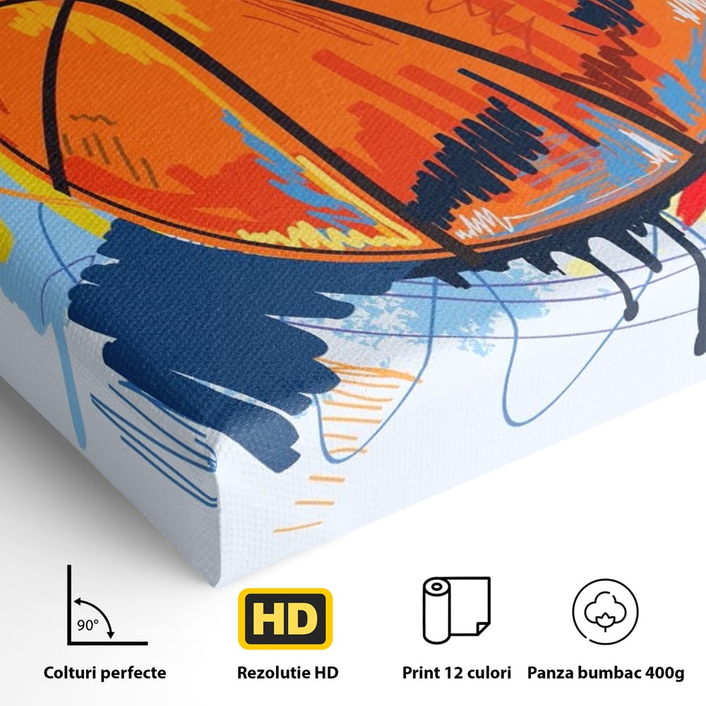 Tablou Canvas Premium LuxCanva® A1372, Basketball , Dormitor, Minge, Sport, Baschet, Camera Copil, NBA, Culori Vibrante