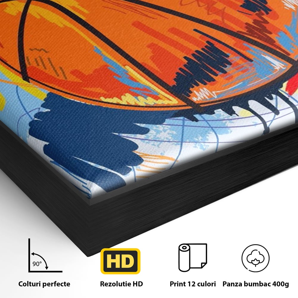 Tablou Canvas Premium LuxCanva® A1372, Basketball , Dormitor, Minge, Sport, Baschet, Camera Copil, NBA, Culori Vibrante