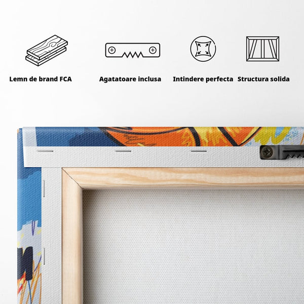 Tablou Canvas Premium LuxCanva® A1372, Basketball , Dormitor, Minge, Sport, Baschet, Camera Copil, NBA, Culori Vibrante