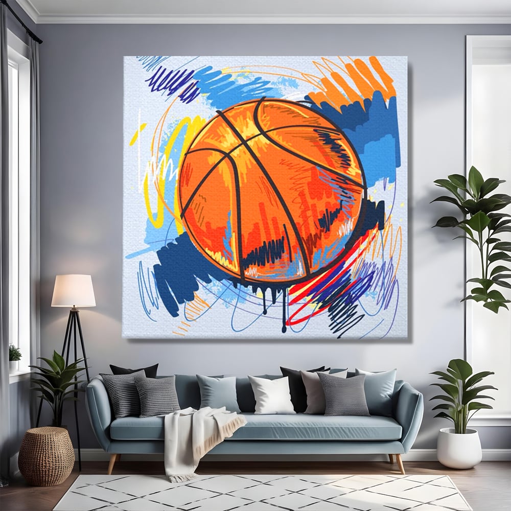 Tablou Canvas Premium LuxCanva® A1372, Basketball , Dormitor, Minge, Sport, Baschet, Camera Copil, NBA, Culori Vibrante
