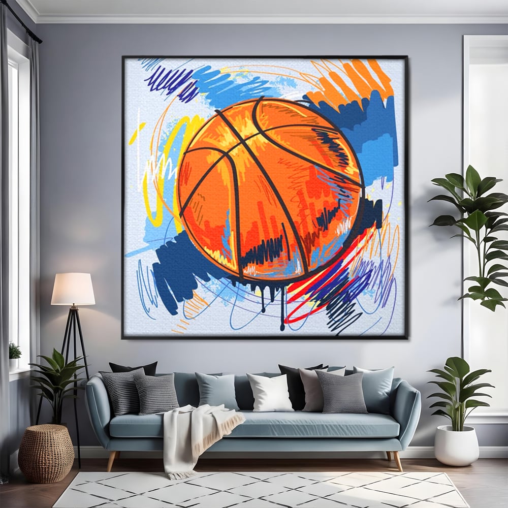 Tablou Canvas Premium LuxCanva® A1372, Basketball , Dormitor, Minge, Sport, Baschet, Camera Copil, NBA, Culori Vibrante