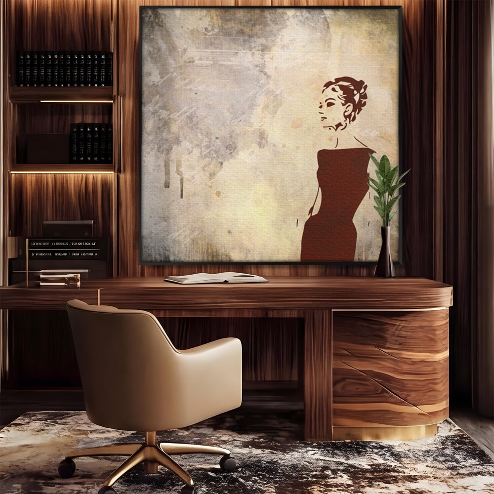 Tablou Canvas Premium LuxCanva® A1373, Lady In Black ,  Dormitor, Femeie, Senzualitate, Rochie Neagra, Dressing, Culori Vibrante