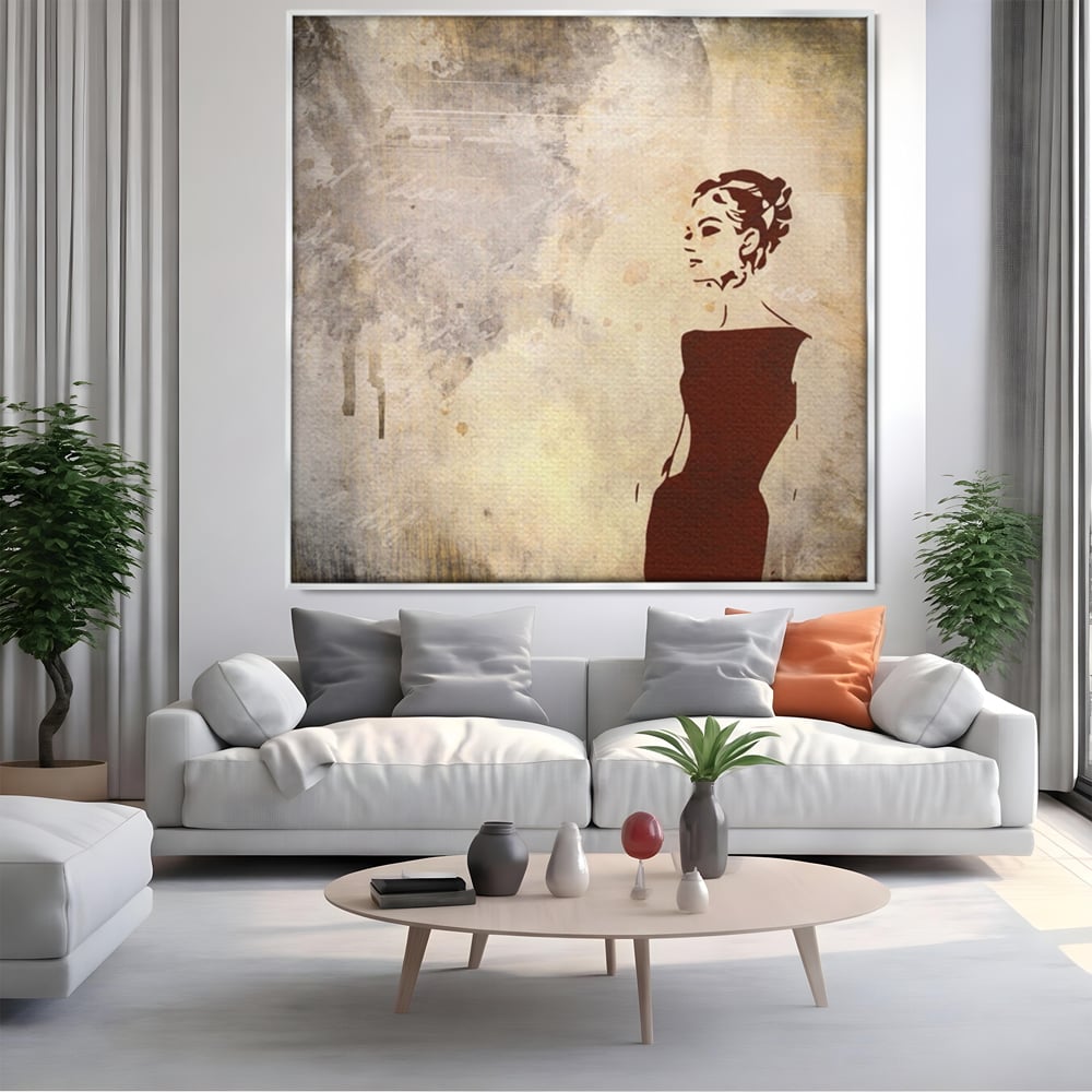 Tablou Canvas Premium LuxCanva® A1373, Lady In Black ,  Dormitor, Femeie, Senzualitate, Rochie Neagra, Dressing, Culori Vibrante