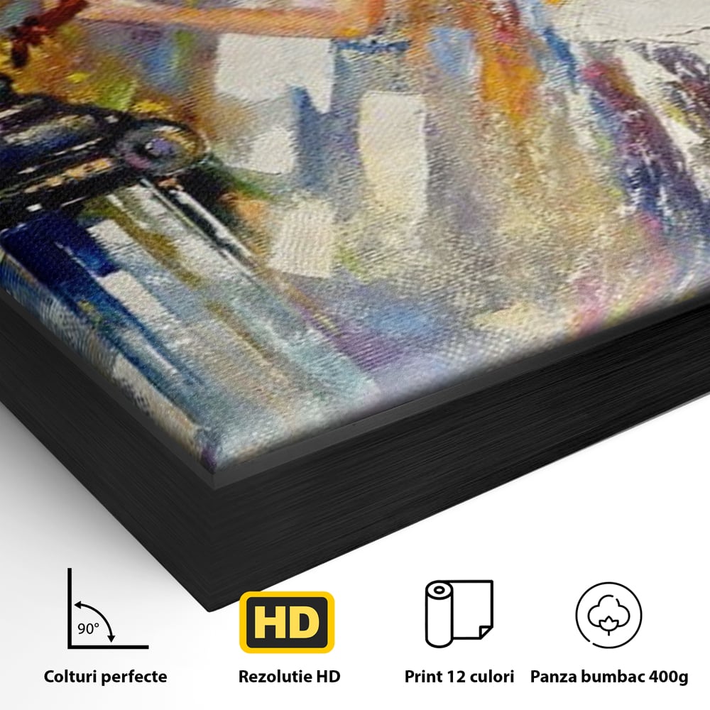 Tablou Canvas Premium LuxCanva® A1374, Fata Cu Vioara , Dormitor, Femeie, Instrument, Muzica, Statuie, Dressing, Culori Vibrante