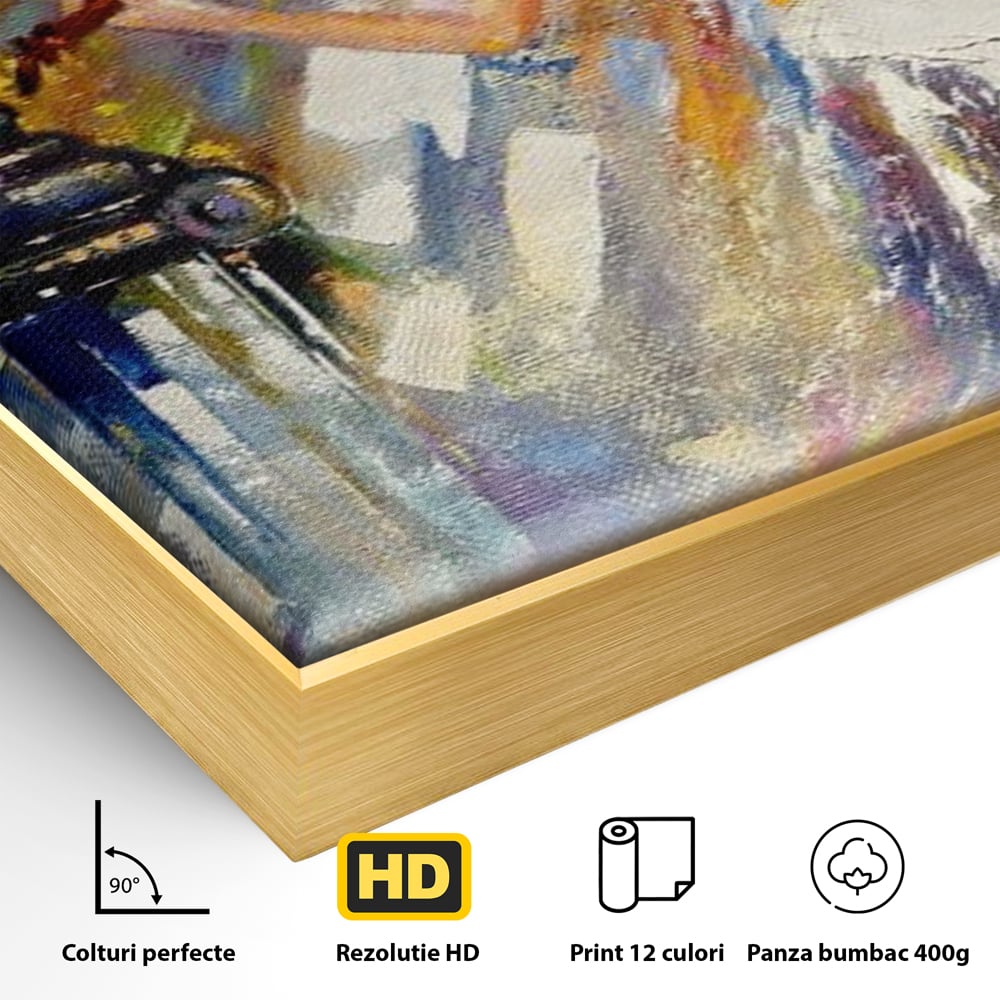 Tablou Canvas Premium LuxCanva® A1374, Fata Cu Vioara , Dormitor, Femeie, Instrument, Muzica, Statuie, Dressing, Culori Vibrante