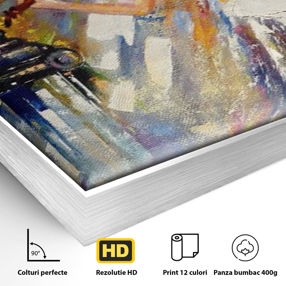 Tablou Canvas Premium LuxCanva® A1374, Fata Cu Vioara , Dormitor, Femeie, Instrument, Muzica, Statuie, Dressing, Culori Vibrante