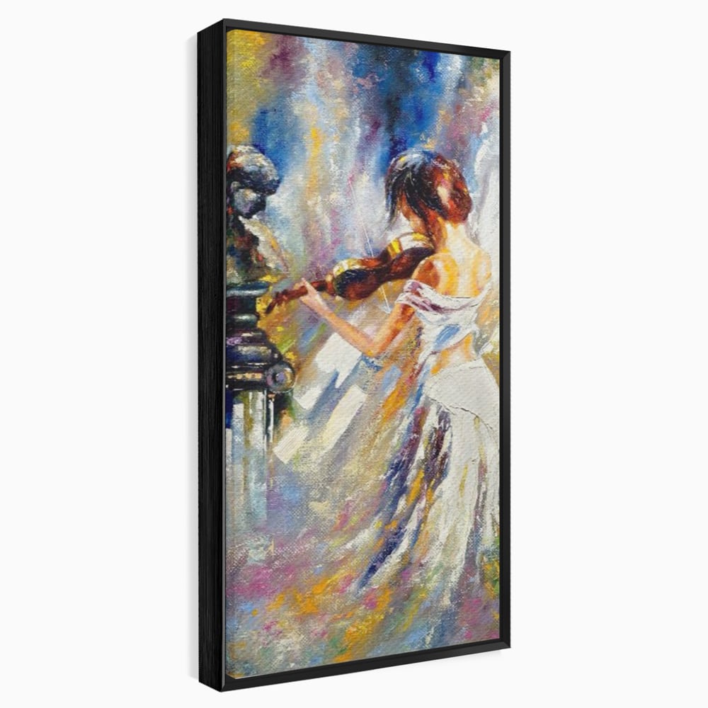 Tablou Canvas Premium LuxCanva® A1374, Fata Cu Vioara , Dormitor, Femeie, Instrument, Muzica, Statuie, Dressing, Culori Vibrante
