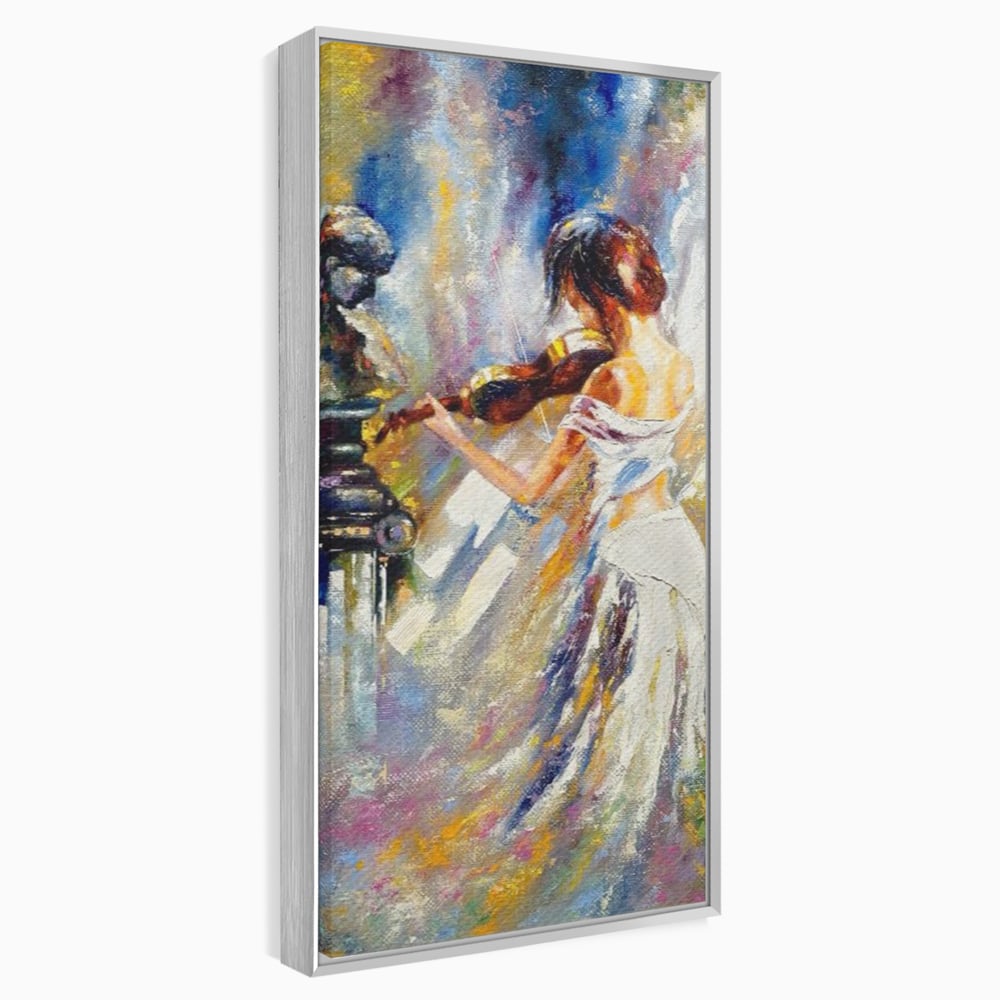 Tablou Canvas Premium LuxCanva® A1374, Fata Cu Vioara , Dormitor, Femeie, Instrument, Muzica, Statuie, Dressing, Culori Vibrante