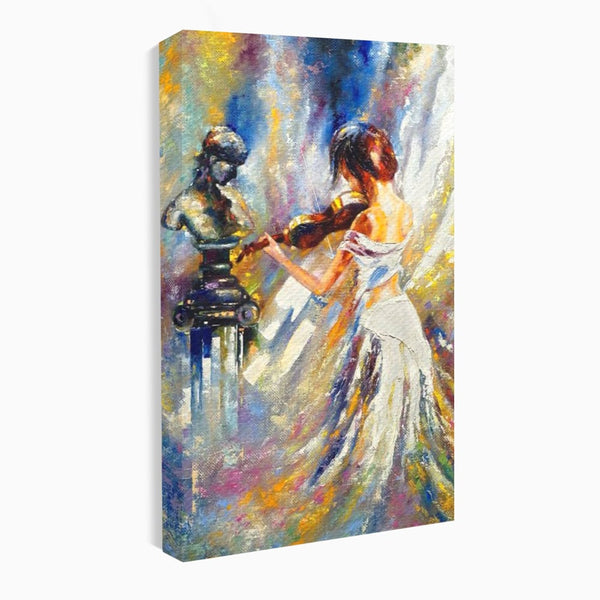 Tablou Canvas Premium LuxCanva® A1374, Fata Cu Vioara , Dormitor, Femeie, Instrument, Muzica, Statuie, Dressing, Culori Vibrante