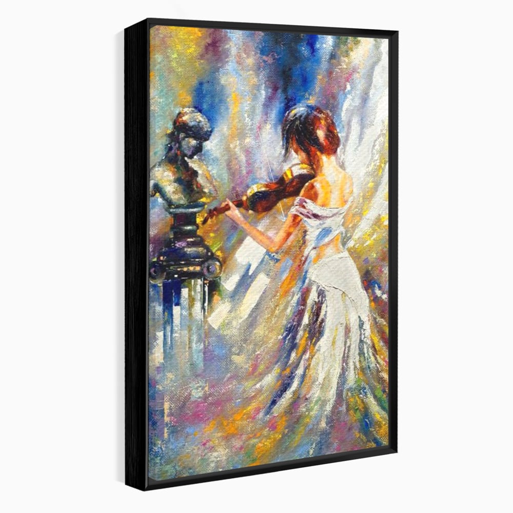 Tablou Canvas Premium LuxCanva® A1374, Fata Cu Vioara , Dormitor, Femeie, Instrument, Muzica, Statuie, Dressing, Culori Vibrante