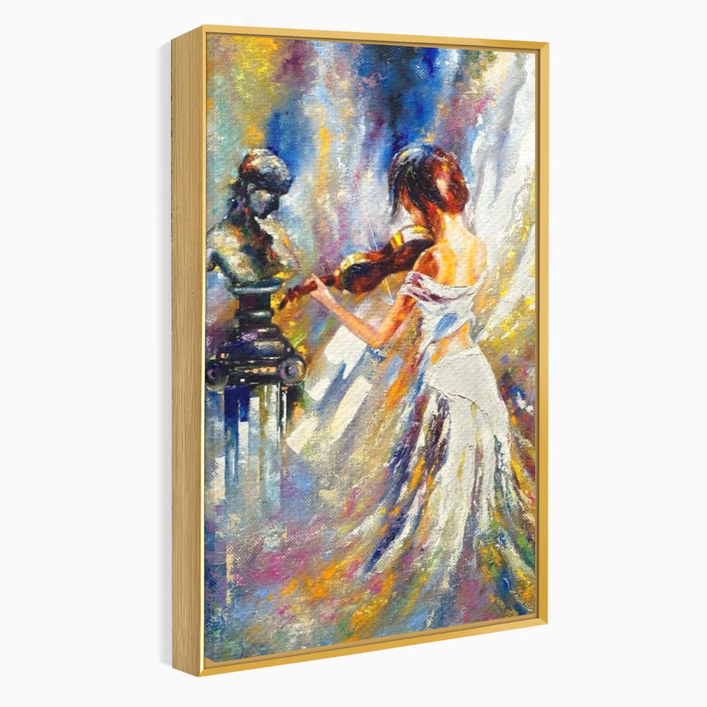 Tablou Canvas Premium LuxCanva® A1374, Fata Cu Vioara , Dormitor, Femeie, Instrument, Muzica, Statuie, Dressing, Culori Vibrante