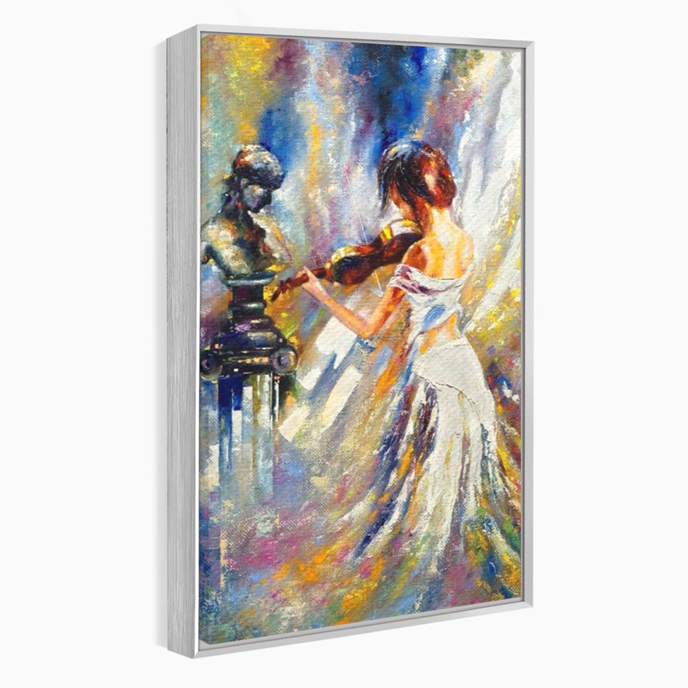 Tablou Canvas Premium LuxCanva® A1374, Fata Cu Vioara , Dormitor, Femeie, Instrument, Muzica, Statuie, Dressing, Culori Vibrante