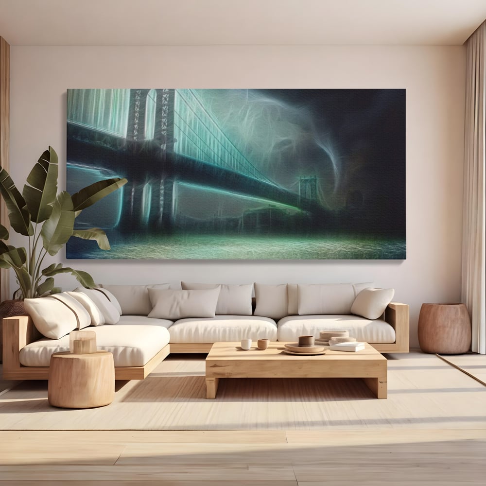 Tablou Canvas Premium LuxCanva® A1375, Podul , Dormitor, Furtuna, Ploaie, Fulgere, Living, Culori Vibrante