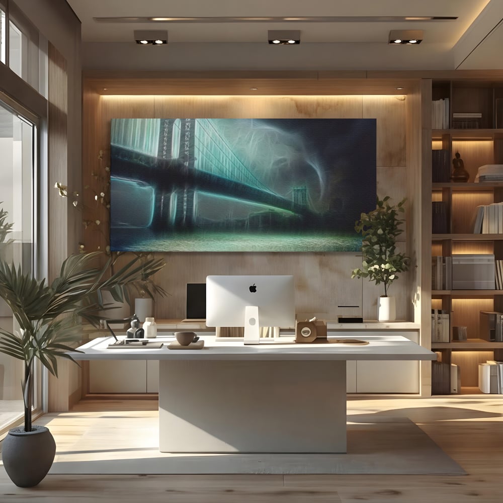 Tablou Canvas Premium LuxCanva® A1375, Podul , Dormitor, Furtuna, Ploaie, Fulgere, Living, Culori Vibrante