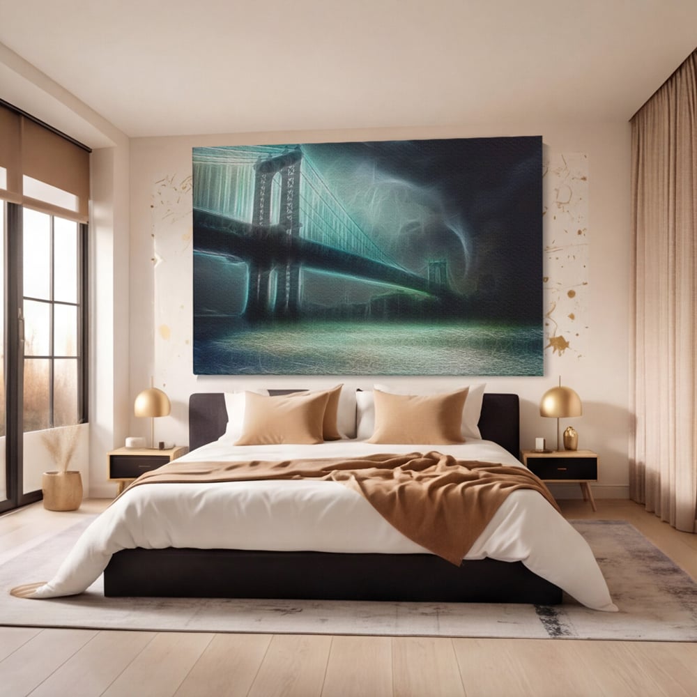 Tablou Canvas Premium LuxCanva® A1375, Podul , Dormitor, Furtuna, Ploaie, Fulgere, Living, Culori Vibrante