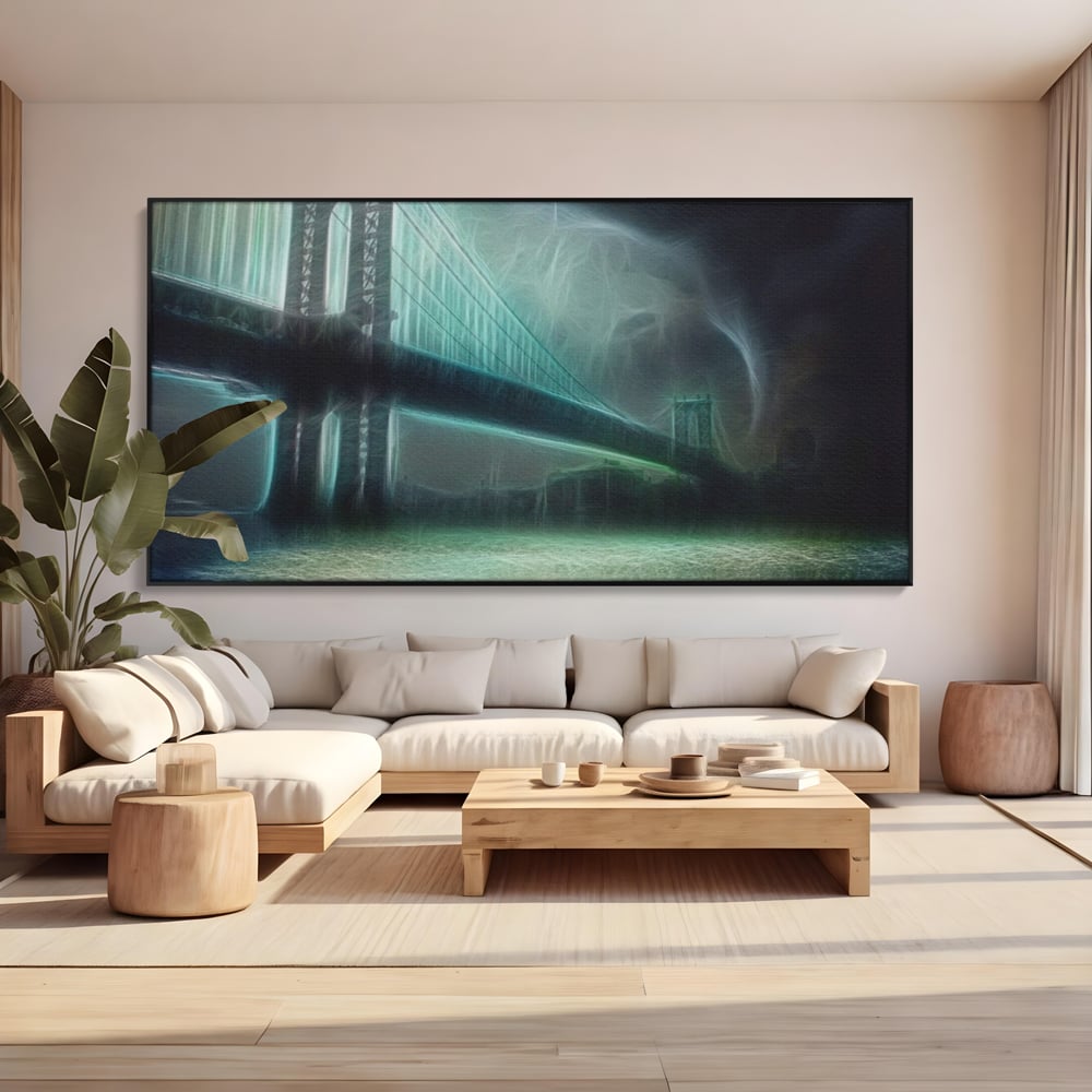 Tablou Canvas Premium LuxCanva® A1375, Podul , Dormitor, Furtuna, Ploaie, Fulgere, Living, Culori Vibrante