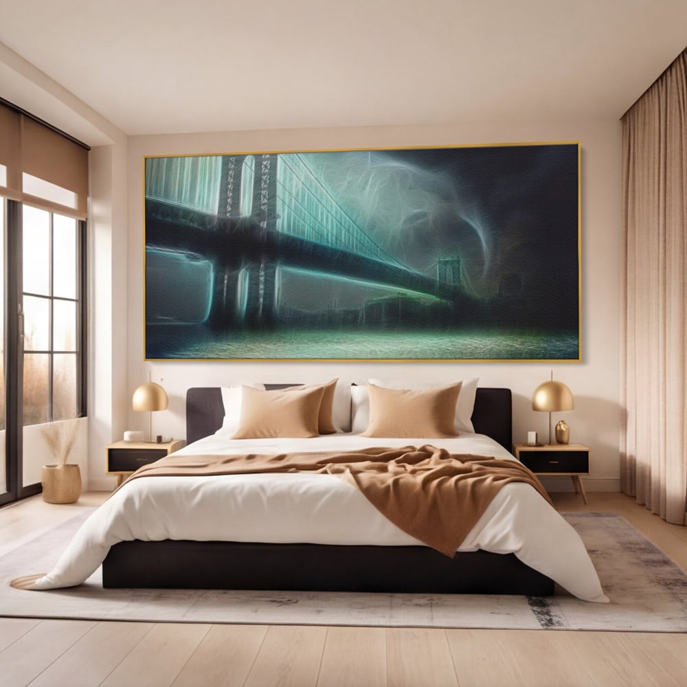Tablou Canvas Premium LuxCanva® A1375, Podul , Dormitor, Furtuna, Ploaie, Fulgere, Living, Culori Vibrante