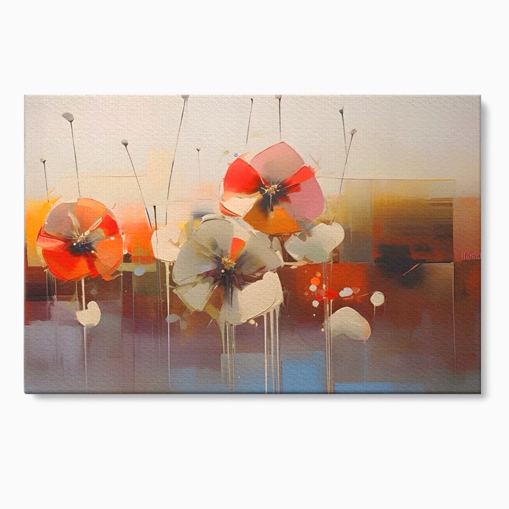 Leinwandbilder Premium LuxCanva® A1376, Gemalte Blumen , Schlafzimmer, Blumen, Gemälde, Natur, Dekorativ, Wohnen, Wohnzimmer, Lebendige Farben