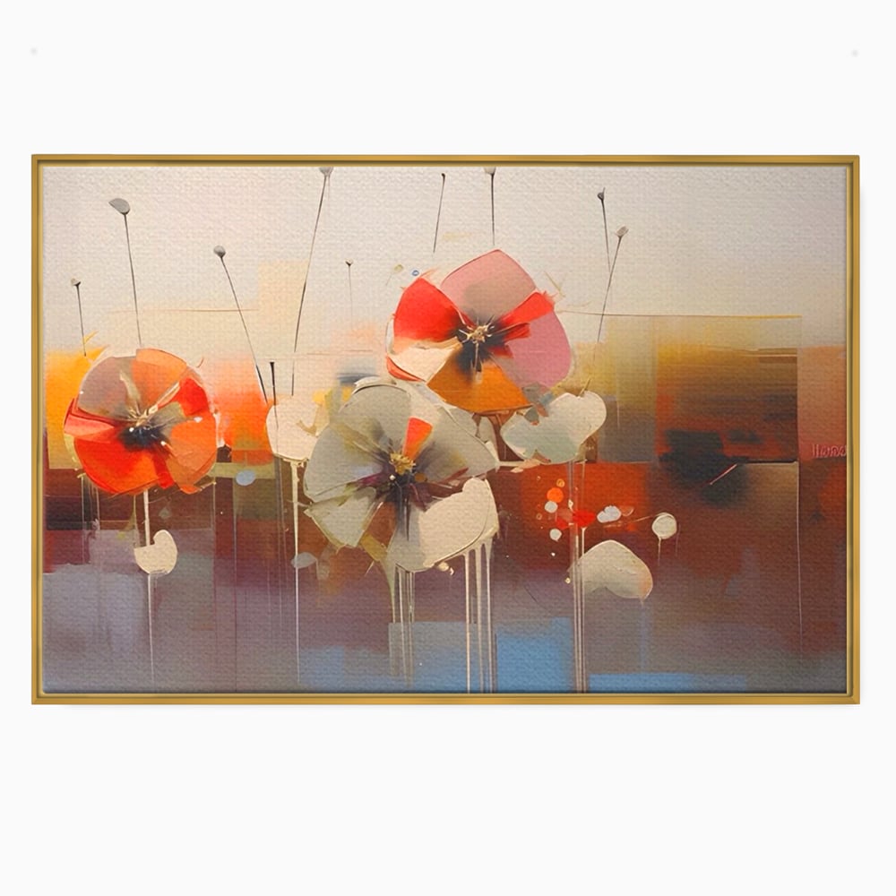 Leinwandbilder Premium LuxCanva® A1376, Gemalte Blumen , Schlafzimmer, Blumen, Gemälde, Natur, Dekorativ, Wohnen, Wohnzimmer, Lebendige Farben