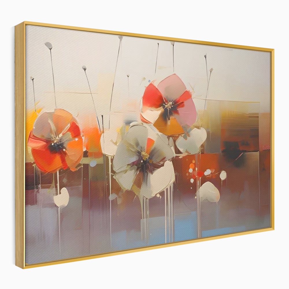 Leinwandbilder Premium LuxCanva® A1376, Gemalte Blumen , Schlafzimmer, Blumen, Gemälde, Natur, Dekorativ, Wohnen, Wohnzimmer, Lebendige Farben