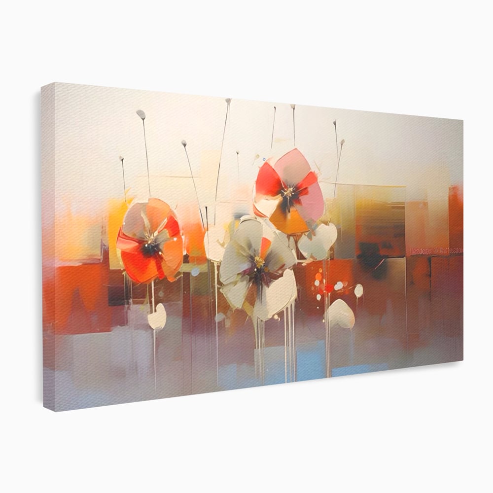 Leinwandbilder Premium LuxCanva® A1376, Gemalte Blumen , Schlafzimmer, Blumen, Gemälde, Natur, Dekorativ, Wohnen, Wohnzimmer, Lebendige Farben
