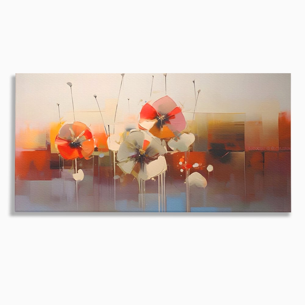 Leinwandbilder Premium LuxCanva® A1376, Gemalte Blumen , Schlafzimmer, Blumen, Gemälde, Natur, Dekorativ, Wohnen, Wohnzimmer, Lebendige Farben